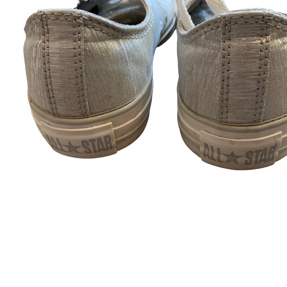 Converse | Size 7 All Star Sneakers metallic Silver Lace up minimalist low tops - Picture 6 of 16